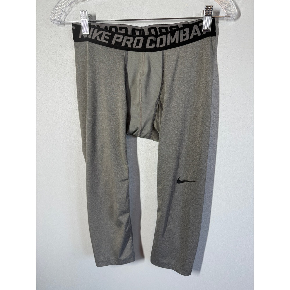 Nike Mens Tights Gray Pro Combat Dri-Fit Compression Athletic Leggings Size L